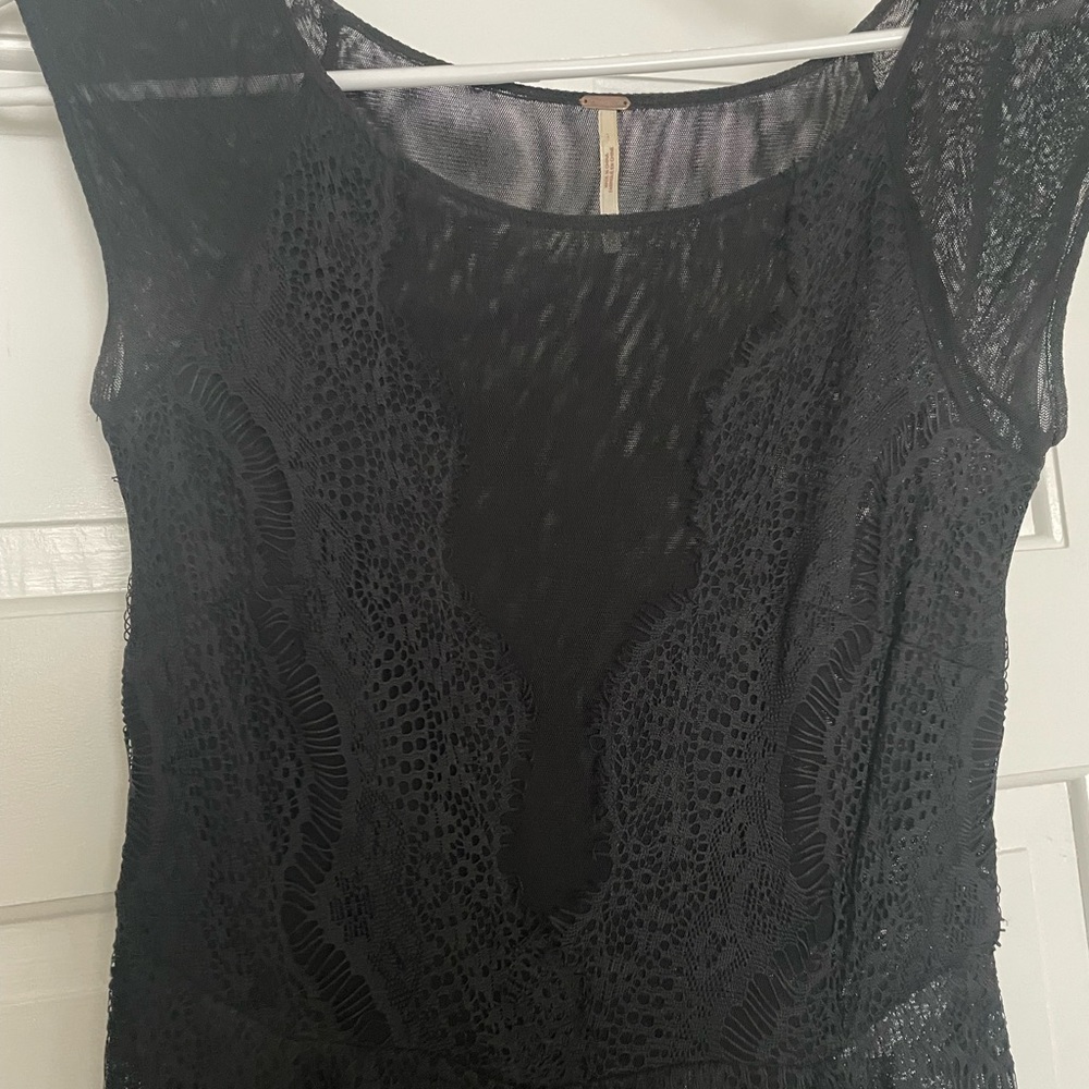 Free people black lace shear dress